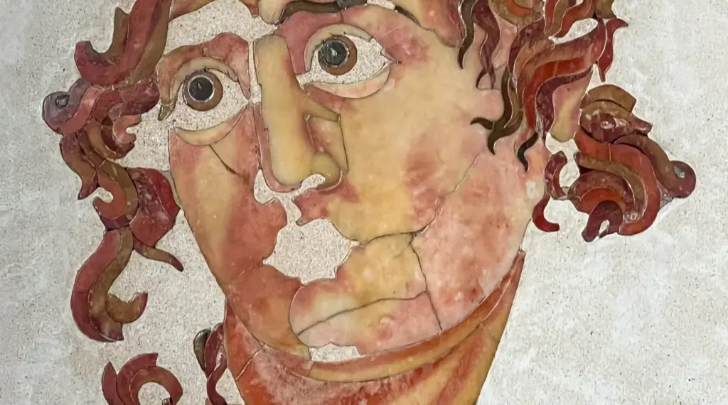 Roman opus sectile mosaic detail from the Mithraeum of Santa Prisca in Rome
