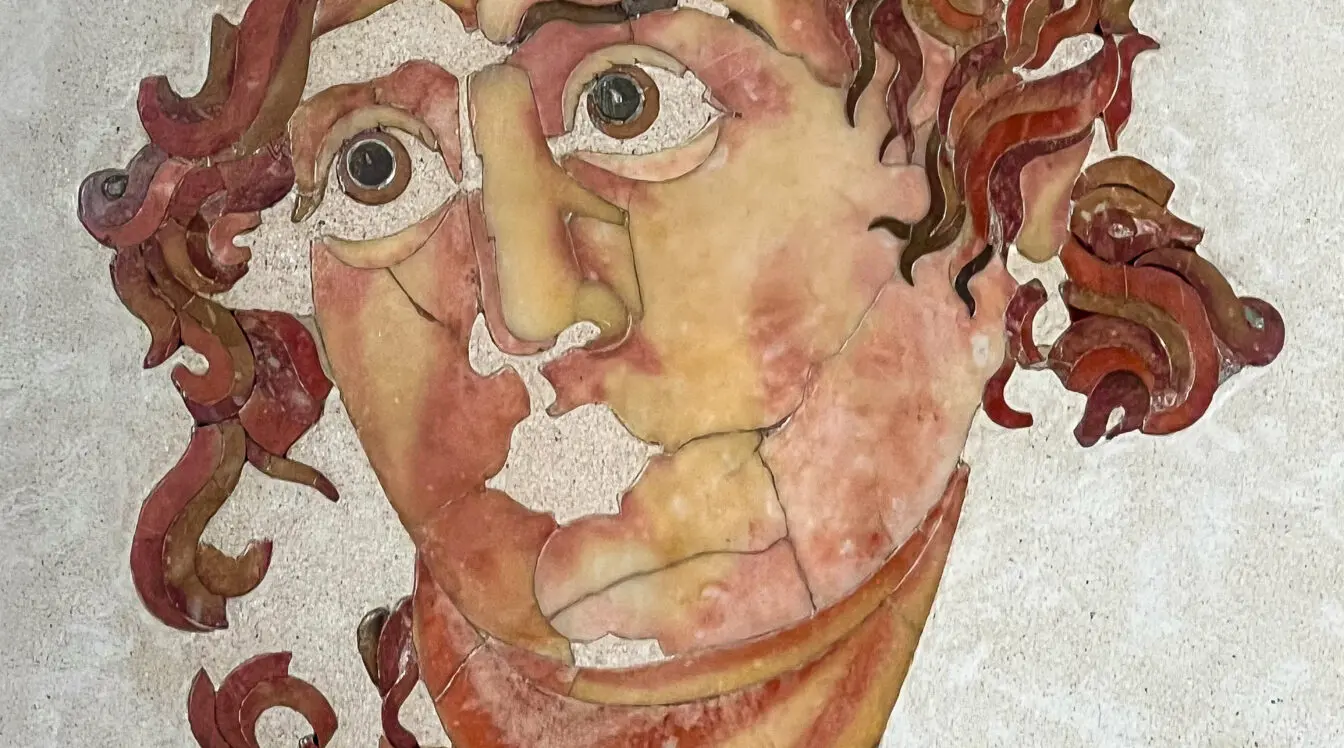 Roman opus sectile mosaic detail from the Mithraeum of Santa Prisca in Rome