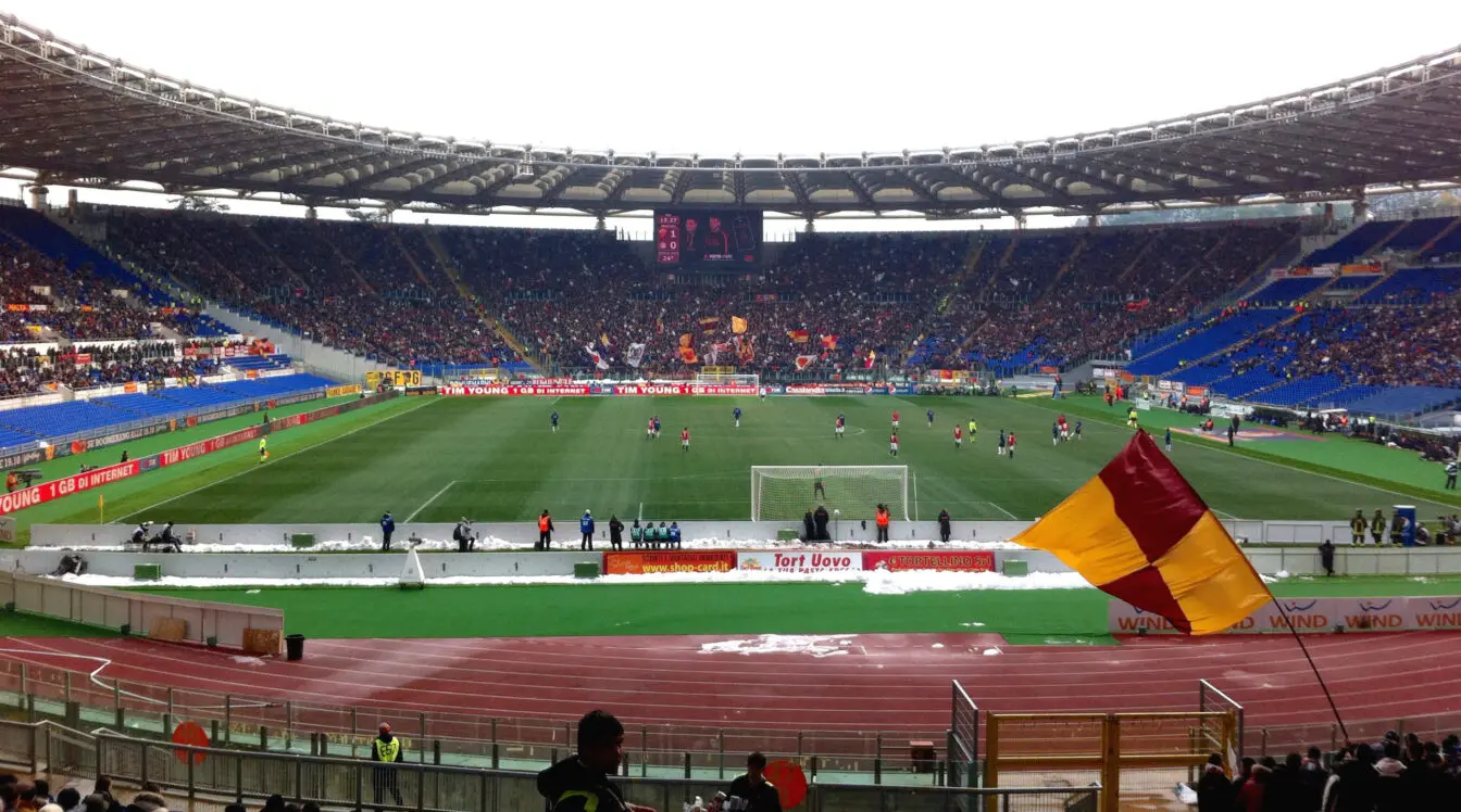 AS Roma supporters at Stadio Olimpico during a home match