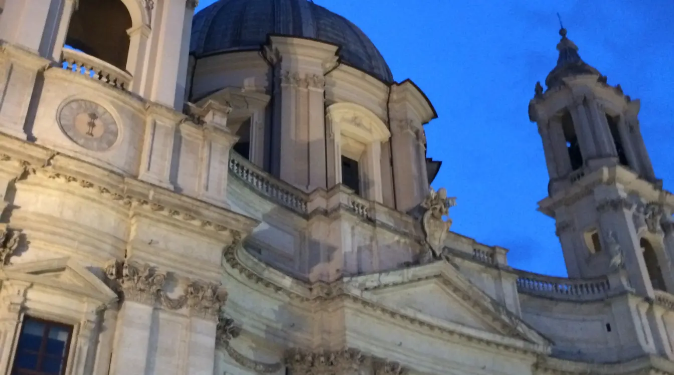 Piazza Navona in Rome in the evening, one of the areas associated with Eat Pray Love