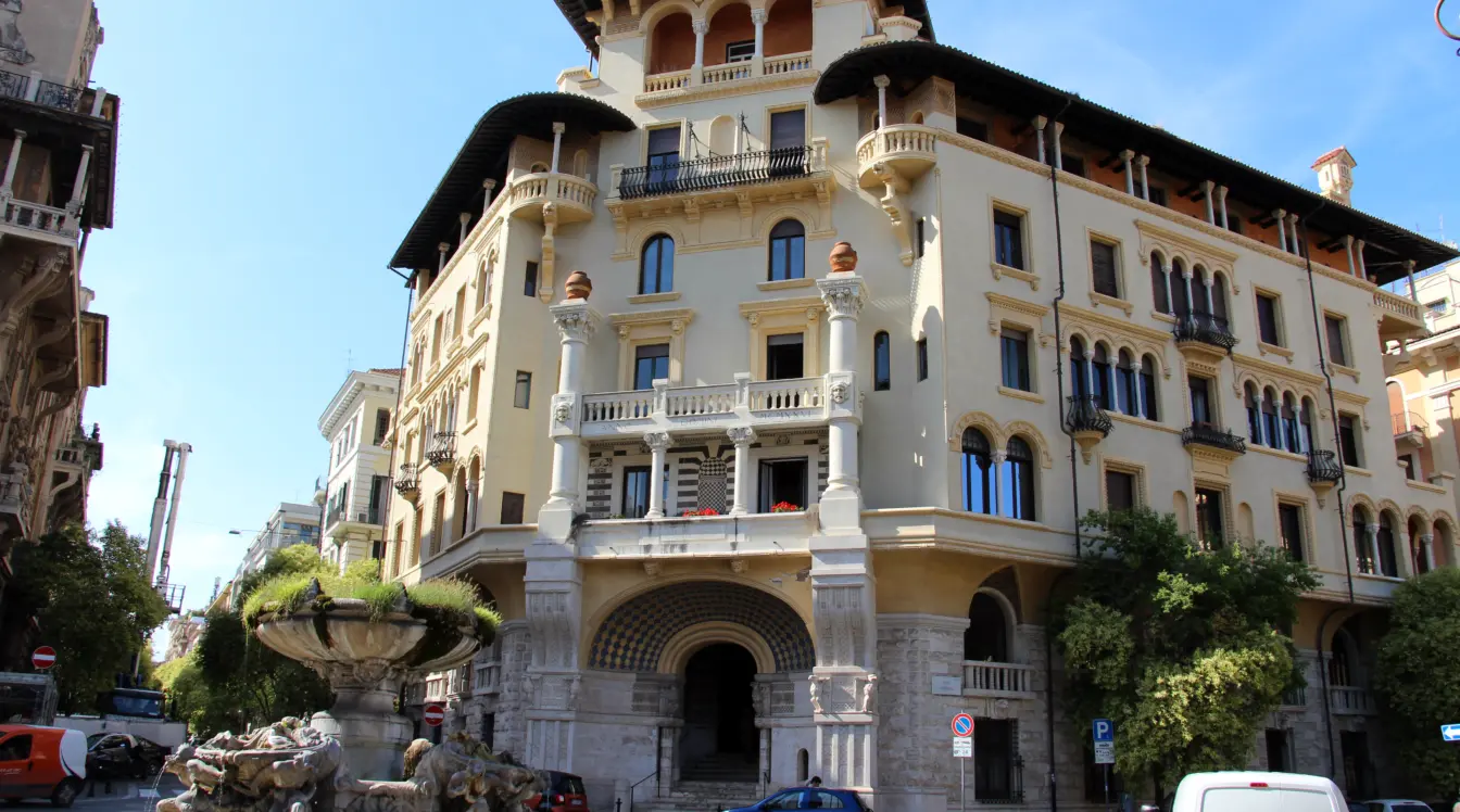 Historic architecture in Piazza Mincio in the Coppedè district of Rome