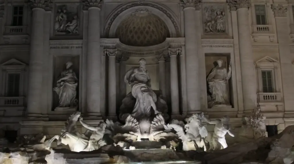 Trevi Fountain illuminated at night in Rome