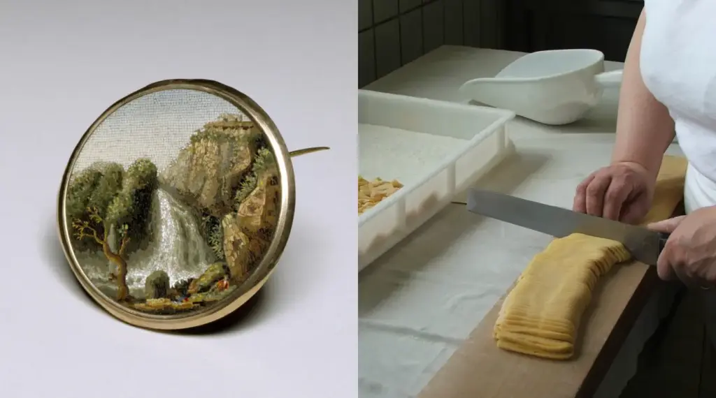 Italian micromosaic jewelry and fresh pasta making as hands-on experiences