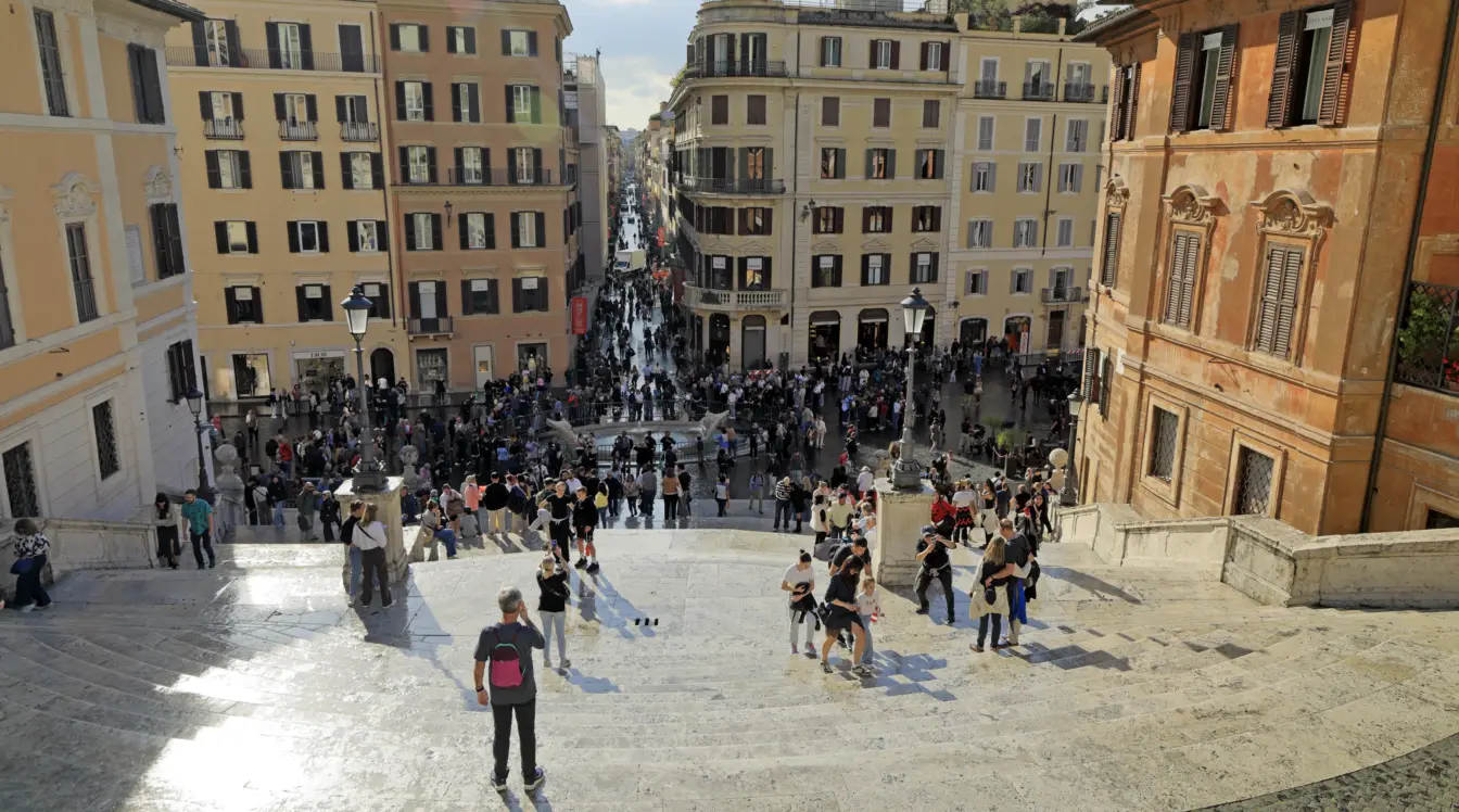 Via dei Condotti seen from the Spanish Steps in Rome