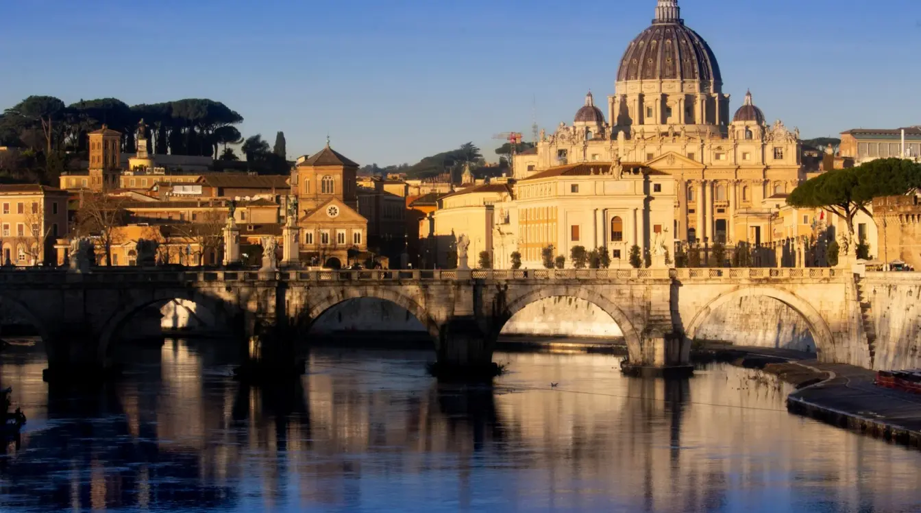 St Peter’s Basilica and the Tiber River in Rome